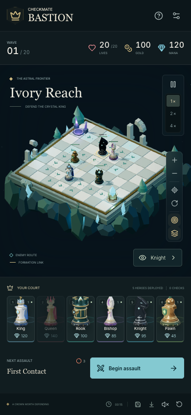 Checkmate Bastion: a complete vertical slice · Desktop + touch